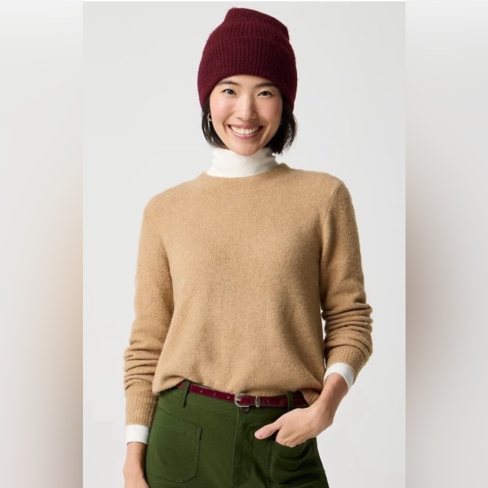 J. Crew Factory Preppy Wool Blend Pullover Sweater Neutral Fawn Career SZ Medium